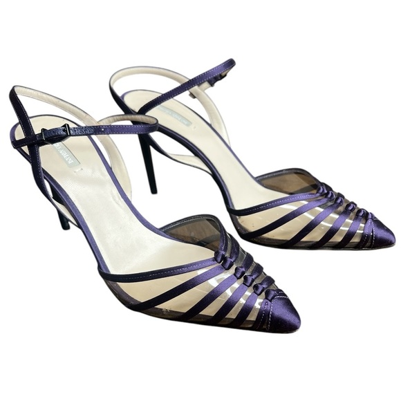 Giorgio Armani Purple Silk Strappy Pointed Toe Heels Women’s 38 - Picture 1 of 6